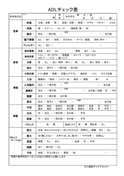 ADLチェック表（PDFファイル57KB） - 竹口病院