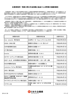 全喪事業所一覧表（厚生年金保険と協会けんぽ管掌の  - 日本年金機構