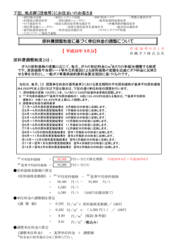 下記、地点群〔団地等〕にお住まいのお客さま 原料費調整制度  - 沖縄ガス