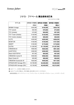 ソナス・ファベール 製品価格改訂表