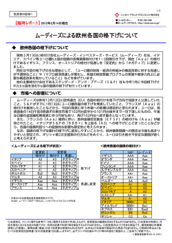 ムーディーズによる欧州各国の格下げについて - ニッセイ アセット
