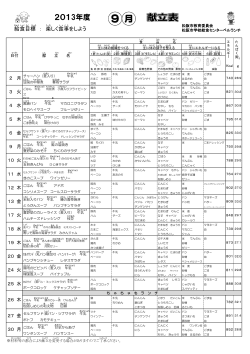 献立表 - 松阪市