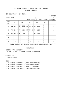 2011 年秋季 日本サーフィン連盟 公認ジャッジ資格試験 映像問題 模範