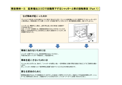 事故事例－3： 駐車場出入り口で自動降下するシャッターと車の接触事故