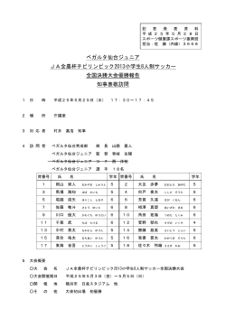 ベガルタ仙台ジュニア JA全農杯チビリンピック2013小学生8人制サッカー