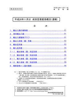 平成26年11月分 成田空港貿易概況（速報） - 税関