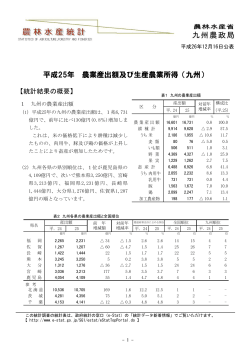 平成25年 農業産出額及び生産農業所得（九州）（PDF - 農林水産省