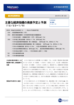 主要な経済指標の発表予定と予測 - みずほ総合研究所