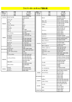 ワイパーホールキャップ適合表