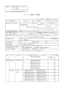 リコール届出一覧表