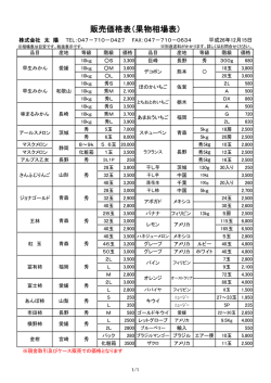 販売価格表（果物相場表） - 株式会社太陽