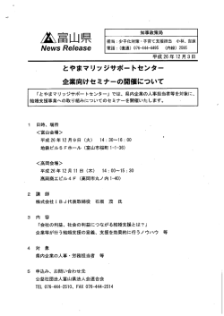 とやまマリッジサポートセンター企業向けセミナーの開催について - 富山県