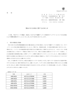製品の自主回収に関するお知らせ