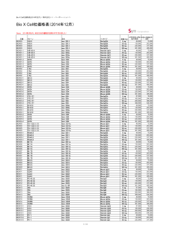 Bio X Cell社価格表（2014年12月） - シン・コーポレーション