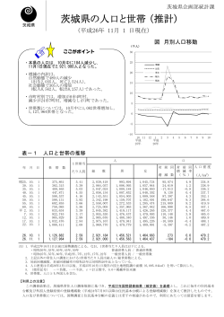 茨城県の人口と世帯（推計）（平成26年11月1日現在）