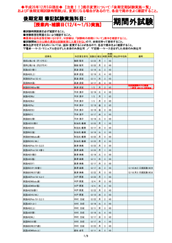 H26.12.5差替平成26年度 後期定期試験実施科目一覧表
