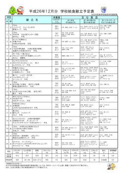 H26.12月 平沢中献立表(PDF形式 163キロバイト) - 日立市