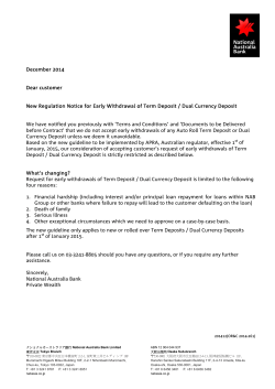 December 2014 Dear customer New Regulation Notice for Early