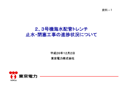 2、3号機海水配管トレンチ 止水・閉塞工事の進捗状況について - 東京電力