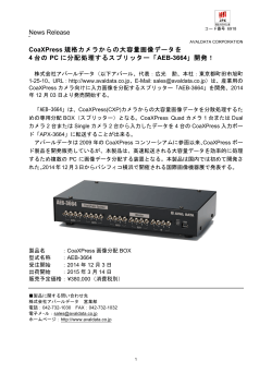 CoaXPress 規格カメラからの大容量画像データを 4 台の PC に分配