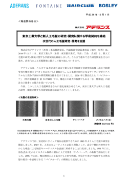 東京工業大学と新人工毛髪の研究・開発に関する学術契約を締結