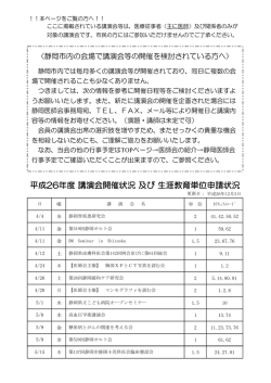 平成26年度 講演会開催状況 及び 生涯教育単位 - 静岡市静岡医師会