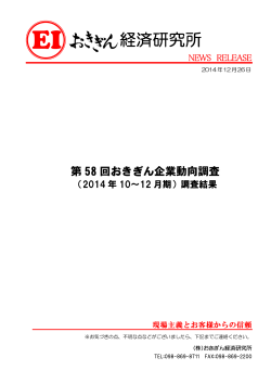(2014年10～12月)期調査結果 - 株式会社おきぎん経済研究所
