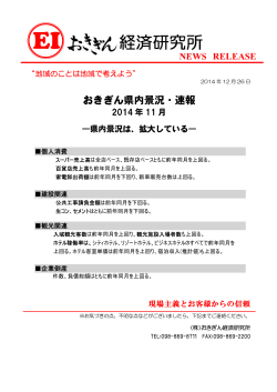 県内景況・速報（2014年11月 - 株式会社おきぎん経済研究所