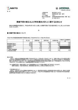 業績予想の修正および特別損失の計上に関するお知らせ - NaITO