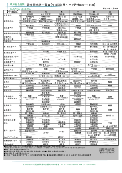 外来担当（消化器内科） - 草津総合病院