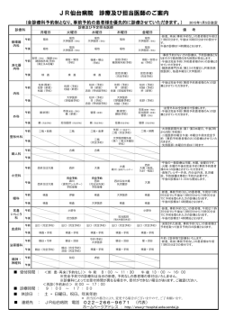 JR仙台病院 診療及び担当医師のご案内