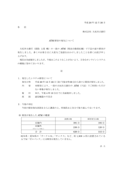 （ニュースリリース）ATM 障害の発生について - 大垣共立銀行