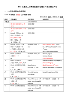 2015 社團法人台灣才能教育協會各科學生檢定內容一、小提琴各級