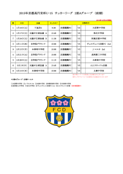 2015年京都高円宮杯U-15 サッカーリーグ 2部Aグループ （前期）