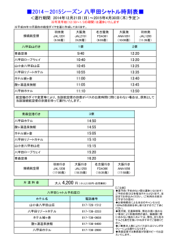 2014－2015シーズン 八甲田シャトル時刻表