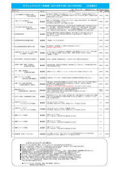 オプショナルツアー料金表（2014年10月～2015年3月） 【2名