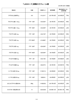 JANコード削除品 出荷スケジュール 50音順一覧