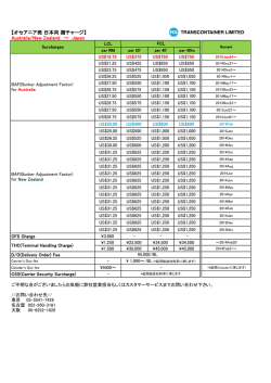 【オセアニア発 日本向 諸チャージ】 Australia/New Zealand → Japan