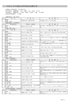 平成26年度論文研究助成金贈呈者