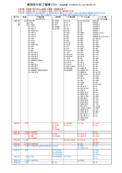 修理受付終了機種リスト （有効期限 2014年6月1日～2015年5月31日）