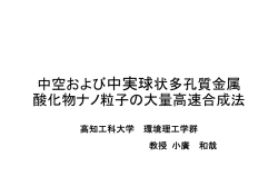 中空および中実球状多孔質金属 酸化物ナノ粒子の大量高速合成法