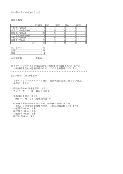 2014森山サマーウォーク大会 参加人数等 FINISH DNS DNF DQ