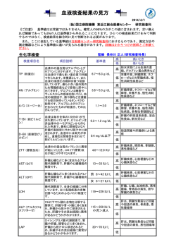 血液検査結果の見方 - 国立病院機構滋賀病院
