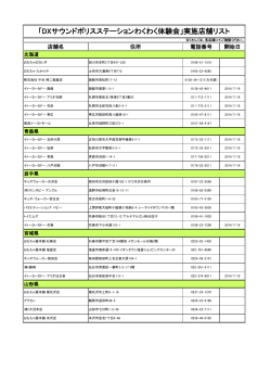 「DXサウンドポリスステーションわくわく体験会」実施店舗リスト