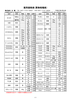 販売価格表（果物相場表）