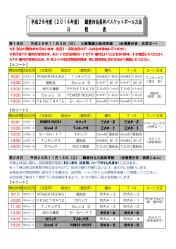 平成26年度鎌倉市会長杯バスケットボール大会日程表