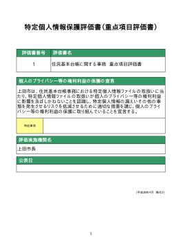 特定個人情報保護評価書（重点項目評価書）