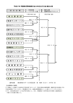 試 合 会 場 平成27年 学童軟式野球新春大会（6年生壮行大会）組合せ