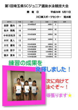 第1回 埼玉県SCジュニア選抜水泳競技大会 結果報告！