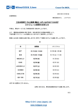 【北米東岸】PA2 航路(輸出) APL QATAR V.030EP